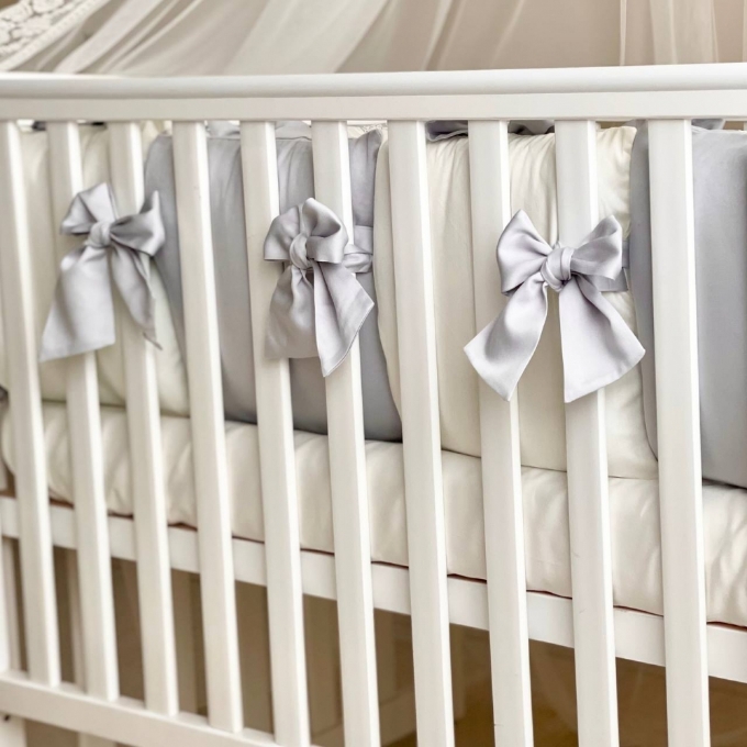 Set lenjerie Patut Copii Bebe 8 piese Classic Gri (5)